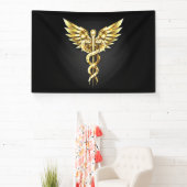 Gold Polygonal Symbol Caduceus Banner (InSitu)
