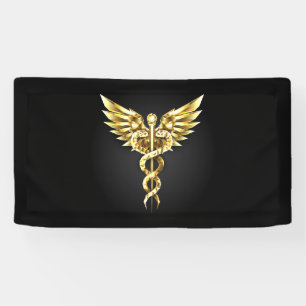 Gold Polygonal Symbol Caduceus Banner