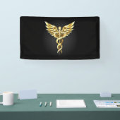 Gold Polygonal Symbol Caduceus Banner (Messe)