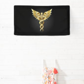 Gold Polygonal Symbol Caduceus Banner (InSitu)