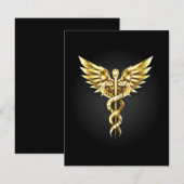 Gold Polygonal Symbol Caduceus Begleitkarte (Vorne/Hinten)
