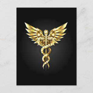 Gold Polygonal Symbol Caduceus Begleitkarte
