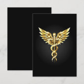 Gold Polygonal Symbol Caduceus Begleitkarte (Vorne/Hinten)