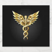 Gold Polygonal Symbol Caduceus Bierflaschenetikett (Einzelnes Label)