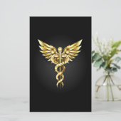 Gold Polygonal Symbol Caduceus Briefpapier (Stehend Vorderseite)