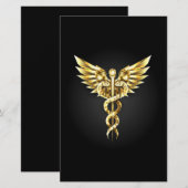 Gold Polygonal Symbol Caduceus Briefpapier (Vorne/Hinten)