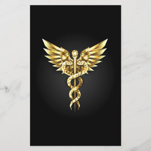 Gold Polygonal Symbol Caduceus Briefpapier (Vorderseite)