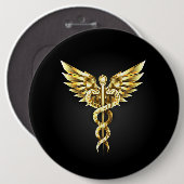 Gold Polygonal Symbol Caduceus Button (Vorne & Hinten)