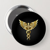 Gold Polygonal Symbol Caduceus Button (Vorne & Hinten)