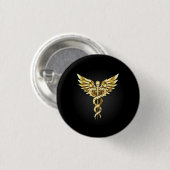 Gold Polygonal Symbol Caduceus Button (Vorne & Hinten)