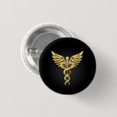Gold Polygonal Symbol Caduceus Button (Vorne & Hinten)