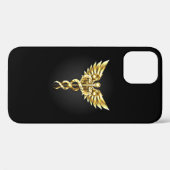 Gold Polygonal Symbol Caduceus Case-Mate iPhone Hülle (Rückseite (Horizontal))