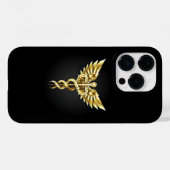 Gold Polygonal Symbol Caduceus Case-Mate iPhone Hülle (Rückseite (Horizontal))