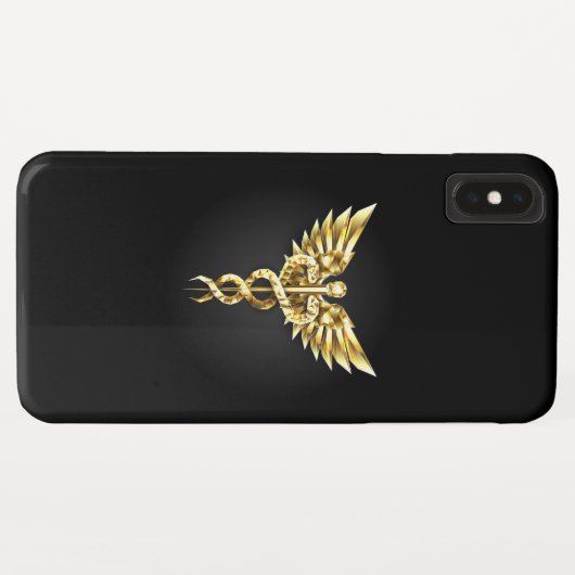 Gold Polygonal Symbol Caduceus Case-Mate iPhone Hülle (Rückseite (Horizontal))