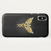 Gold Polygonal Symbol Caduceus Case-Mate iPhone Hülle (Rückseite (Horizontal))