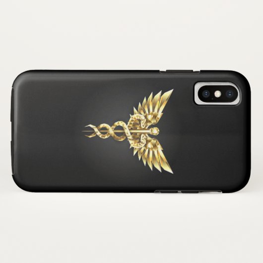 Gold Polygonal Symbol Caduceus Case-Mate iPhone Hülle (Rückseite (Horizontal))