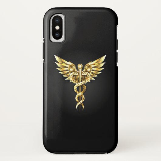 Gold Polygonal Symbol Caduceus Case-Mate iPhone Hülle (Rückseite)