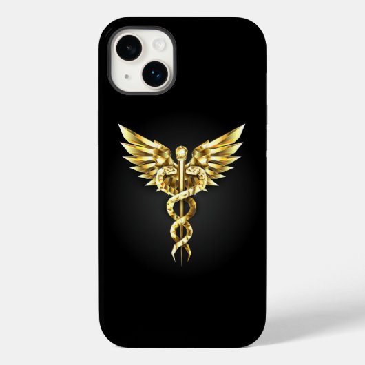 Gold Polygonal Symbol Caduceus Case-Mate iPhone Hülle (Rückseite)