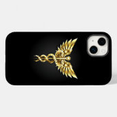 Gold Polygonal Symbol Caduceus Case-Mate iPhone Hülle (Rückseite (Horizontal))