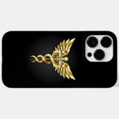 Gold Polygonal Symbol Caduceus Case-Mate iPhone Hülle (Rückseite (Horizontal))
