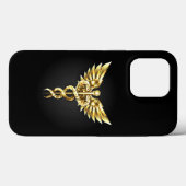 Gold Polygonal Symbol Caduceus Case-Mate iPhone Hülle (Rückseite (Horizontal))