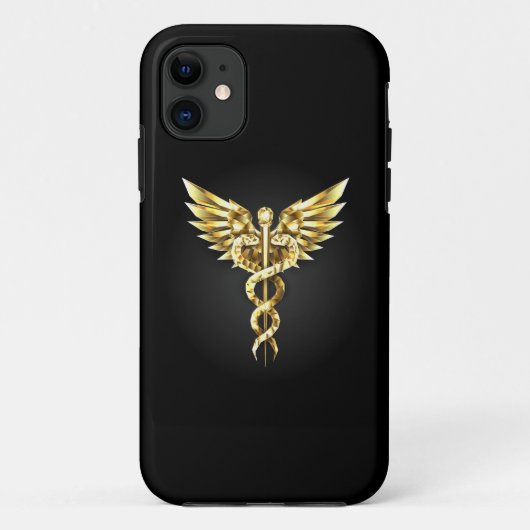 Gold Polygonal Symbol Caduceus Case-Mate iPhone Hülle (Rückseite)