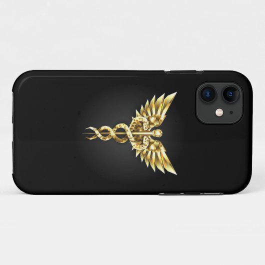 Gold Polygonal Symbol Caduceus Case-Mate iPhone Hülle (Rückseite (Horizontal))