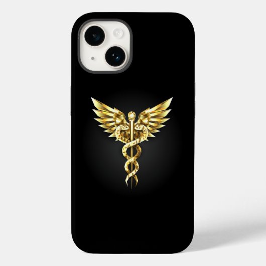 Gold Polygonal Symbol Caduceus Case-Mate iPhone Hülle (Rückseite)