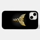 Gold Polygonal Symbol Caduceus Case-Mate iPhone Hülle (Rückseite (Horizontal))