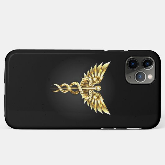 Gold Polygonal Symbol Caduceus Case-Mate iPhone Hülle (Rückseite (Horizontal))