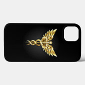 Gold Polygonal Symbol Caduceus Case-Mate iPhone Hülle (Rückseite (Horizontal))