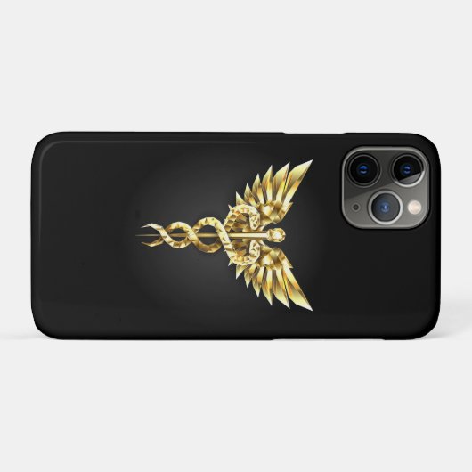 Gold Polygonal Symbol Caduceus Case-Mate iPhone Hülle (Rückseite (Horizontal))