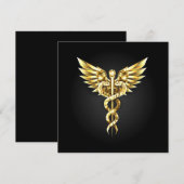 Gold Polygonal Symbol Caduceus Dankeskarte (Vorne/Hinten)