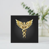 Gold Polygonal Symbol Caduceus Dankeskarte (Stehend Vorderseite)