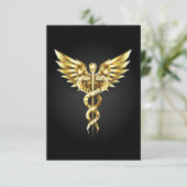 Gold Polygonal Symbol Caduceus Dankeskarte (Stehend Vorderseite)