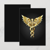 Gold Polygonal Symbol Caduceus Dankeskarte (Vorne/Hinten)