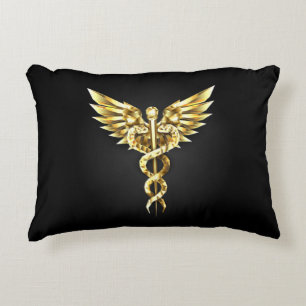 Gold Polygonal Symbol Caduceus Dekokissen