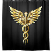 Gold Polygonal Symbol Caduceus Duschvorhang (Vorderseite)