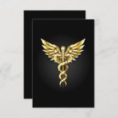Gold Polygonal Symbol Caduceus Einladung (Vorne/Hinten)