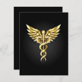 Gold Polygonal Symbol Caduceus Einladung (Vorne/Hinten)