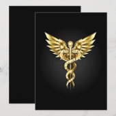 Gold Polygonal Symbol Caduceus Einladung (Vorne/Hinten)