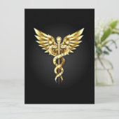 Gold Polygonal Symbol Caduceus Einladung (Stehend Vorderseite)