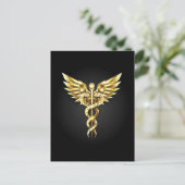 Gold Polygonal Symbol Caduceus Einladungspostkarte (Stehend Vorderseite)
