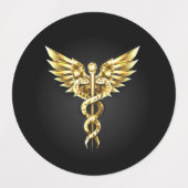 Gold Polygonal Symbol Caduceus Etiketten (Design 2)