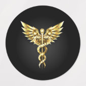 Gold Polygonal Symbol Caduceus Etiketten (Design 1)