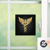 Gold Polygonal Symbol Caduceus Fensteraufkleber (Zuhause)