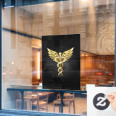 Gold Polygonal Symbol Caduceus Fensteraufkleber (Café-Fenster)