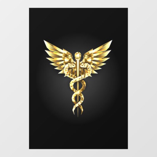 Gold Polygonal Symbol Caduceus Fensteraufkleber (Blatt)