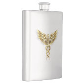 Gold Polygonal Symbol Caduceus Flachmann (Rechts)