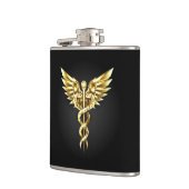 Gold Polygonal Symbol Caduceus Flachmann (Links)